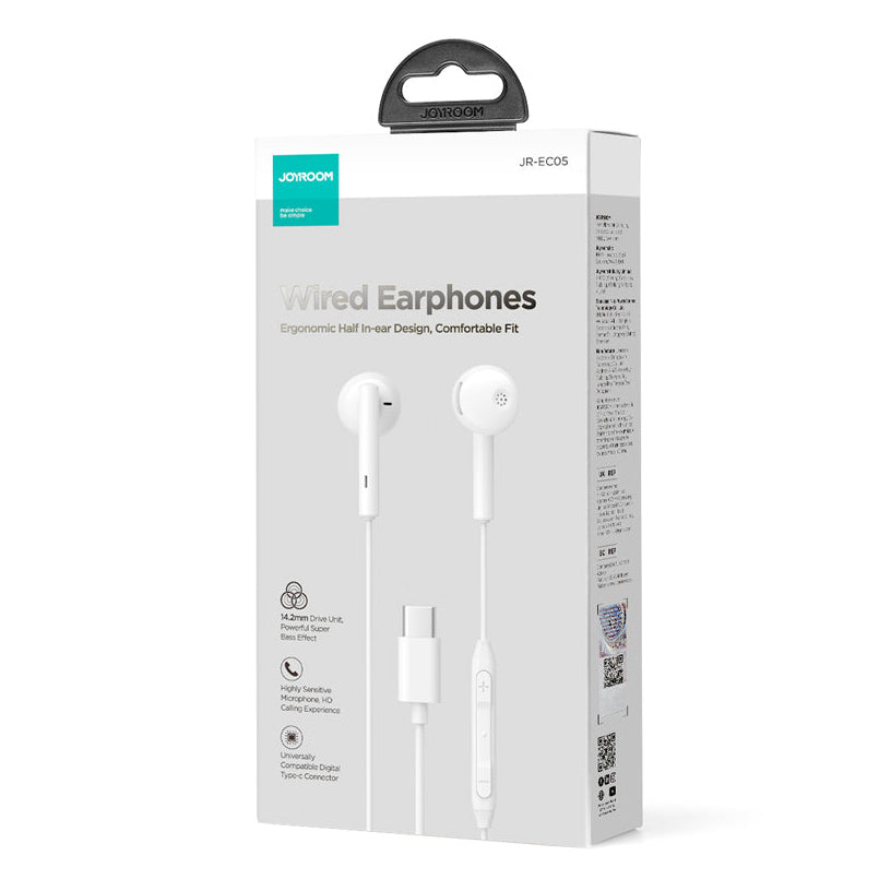 Handsfree USB-C Joyroom JR-EC05, Biela