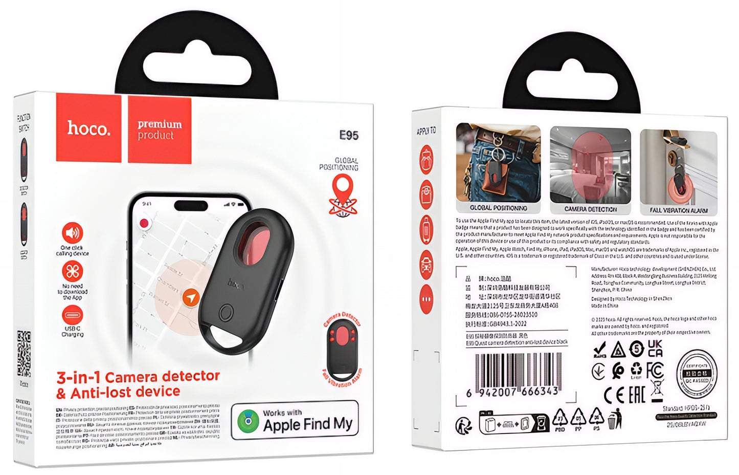 HOCO SmartTag E95 3in1 pre iOS Series, Čierna