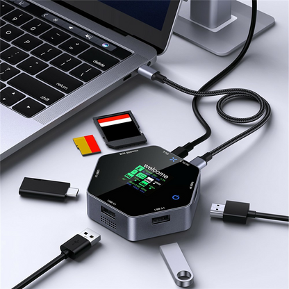 Multifunkčný OEM hub YC-931, 8v1, sivý