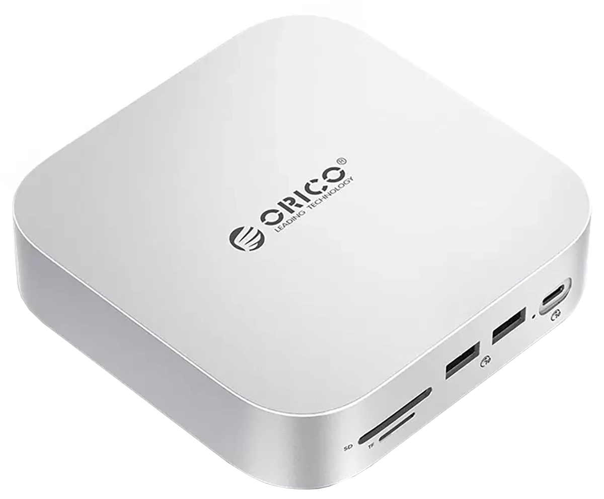Multifunkčný hub Orico MiniLink M48PR pre Apple Mac Mini M4, 9v1, strieborný