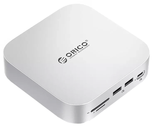 Multifunkčný hub Orico MiniLink M48PR pre Apple Mac Mini M4, 9v1, strieborný
