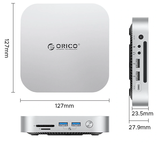 Multifunkčný hub Orico MiniLink M49P pre Apple Mac Mini M4, 9v1, strieborný