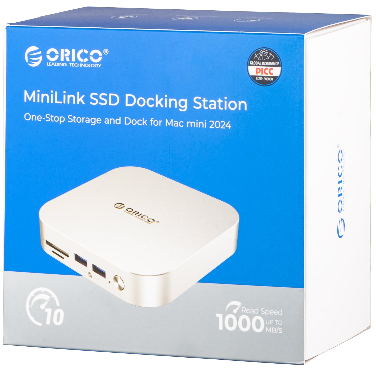 Multifunkčný hub Orico MiniLink M48PR pre Apple Mac Mini M4, 9v1, strieborný
