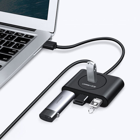 Hub USB UGREEN CR113, 4 x USB-A 3.0, 0.5m, čierny
