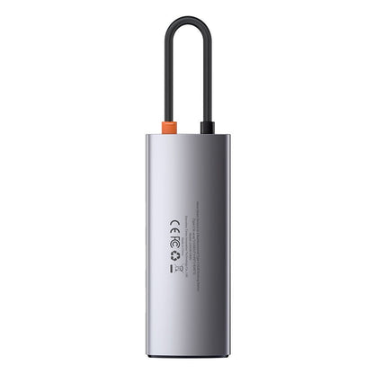 USB-C Hub Baseus Metal Gleam, 3 x USB-A 3.0 - 1 x USB-C - 1 x HDMI - 1 x RJ45, Sivý CAHUB-CW0G