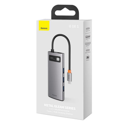USB-C Hub Baseus Metal Gleam, 3 x USB-A 3.0 - 1 x USB-C - 1 x HDMI - 1 x RJ45, Sivý CAHUB-CW0G