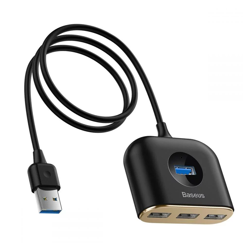 Hub USB Baseus Square, 1 x USB-A 3.0 - 3 x USB-A, Čierny CAHUB-AY01