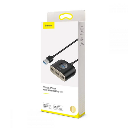 Hub USB Baseus Square, 1 x USB-A 3.0 - 3 x USB-A, Čierny CAHUB-AY01