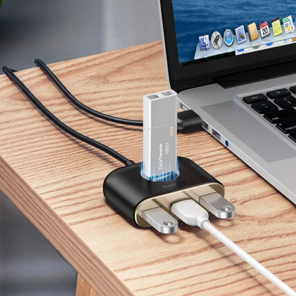 Hub USB Baseus Square, 1 x USB-A 3.0 - 3 x USB-A, Čierny CAHUB-AY01