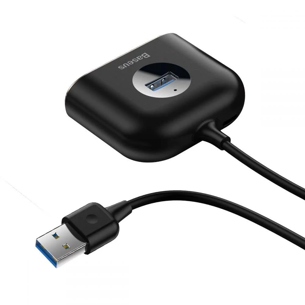 Hub USB Baseus Square, 1 x USB-A 3.0 - 3 x USB-A, Čierny CAHUB-AY01