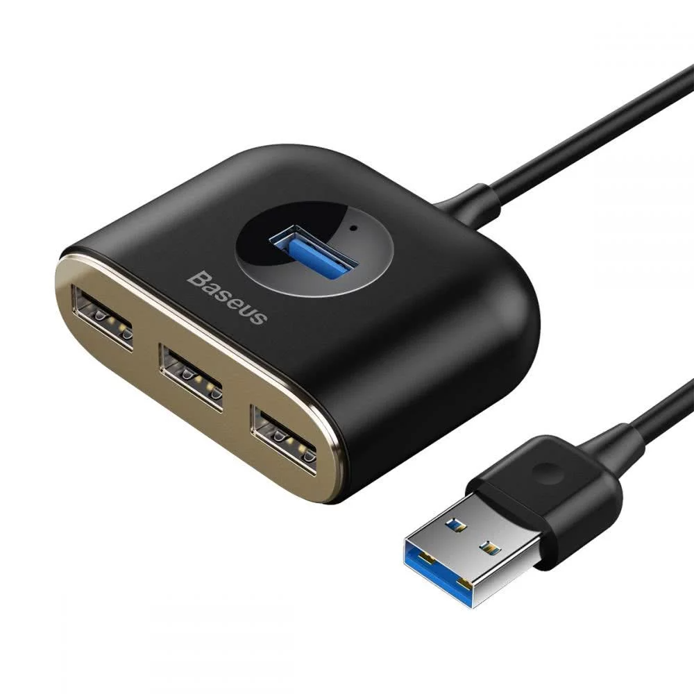 Hub USB Baseus Square, 1 x USB-A 3.0 - 3 x USB-A, Čierny CAHUB-AY01