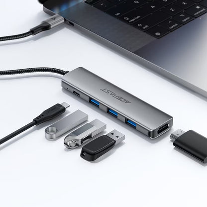 Hub USB-C Acefast J16, 5v1, Sivý