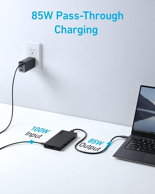 Hub USB-C Anker, 1 x USB-A 3.0 - 2 x USB-A - 3 x USB-C - 2 x HDMI - 1 x RJ45 - 1 x SD, Čierny A83A2G11