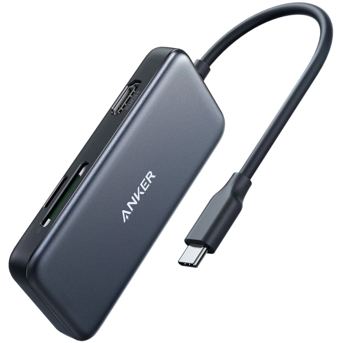 Hub USB-C Anker, 2 x USB-A 3.0 - 1 x HDMI - 1 x SD - 1 x microSD, Čierny A8334HA1