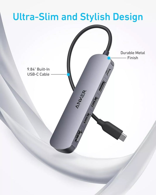 Hub USB-C Anker, 2 x USB-A - 1 x USB-A 3.0 - 1 x USB-C - 1 x HDMI, Sivý A8357HA0