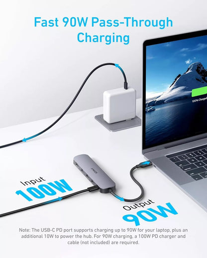 Hub USB-C Anker, 2 x USB-A - 1 x USB-A 3.0 - 1 x USB-C - 1 x HDMI, Sivý A8357HA0