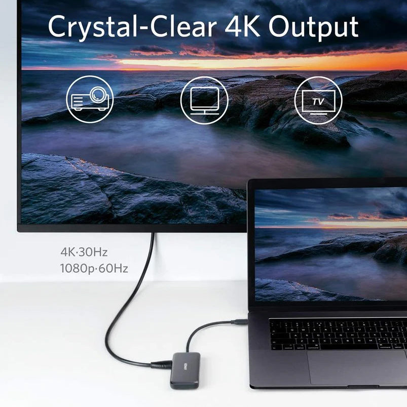 Hub USB-C Anker, 2 x USB-A 3.0 - 1 x HDMI - 1 x SD - 1 x microSD, Čierny A8334HA1