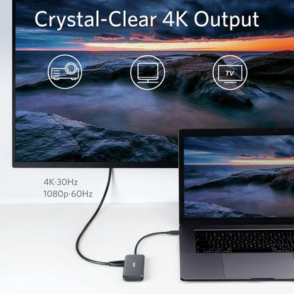 Hub USB-C Anker, 2 x USB-A 3.0 - 1 x HDMI - 1 x SD - 1 x microSD, Čierny A8334HA1