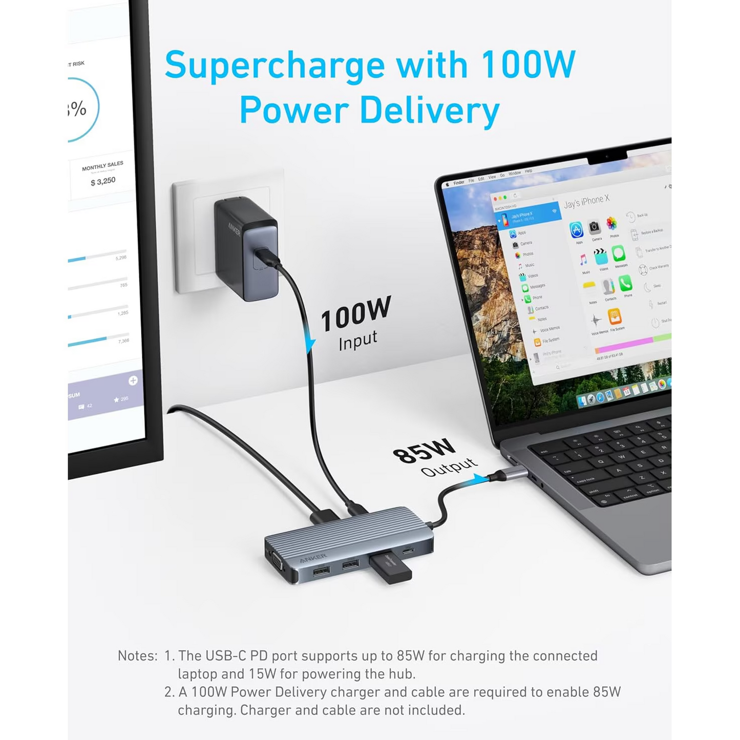 Hub USB-C Anker, 3 x USB-A 3.0 - 2 x USB-C - 2 x HDMI - 1 x VGA, Sivý A83790A2