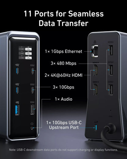 Multifunkčný Hub Anker Prime 737, 2 x USB-A 3.0 - 3 x USB-A - 5 x USB-C - 2 x HDMI - 1 x Jack 3.5mm - 1 x RJ45, Čierny A83B63A1