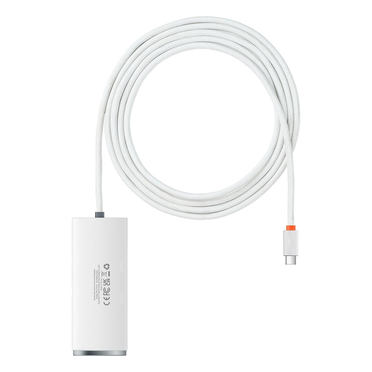 USB-C Hub Baseus Lite, 4 x USB-A 3.2, 2m, Biela