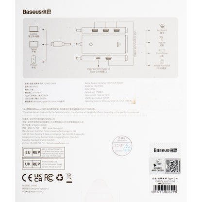 USB-C Hub Baseus Lite, 4 x USB-A 3.2, 2m, Biela