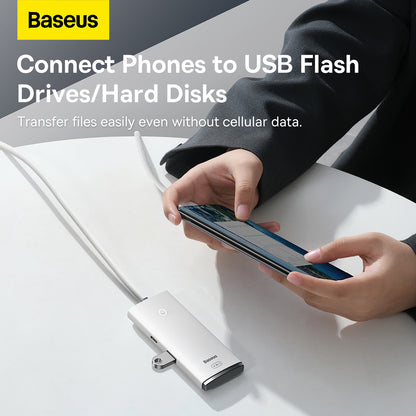 USB-C Hub Baseus Lite, 4 x USB-A 3.2, 2m, Biela