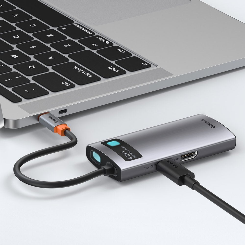 Hub USB-C Baseus Metal Gleam, 2 x USB-A - 1 x USB-C - 1 x HDMI, Sivý Resigilat CAHUB-CY0G