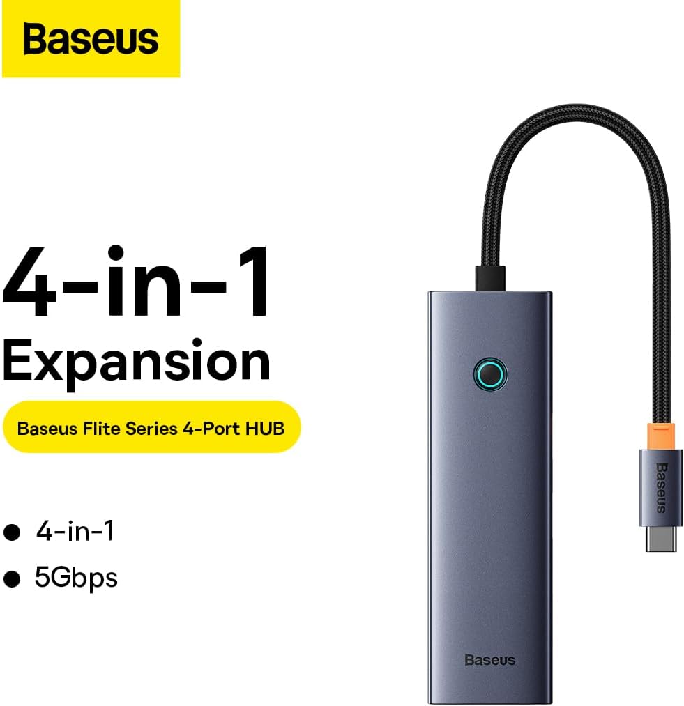 USB-C Hub Baseus UltraJoy, 4 x USB-A 3.0, Sivý B0005280A813-03