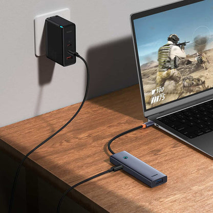 Hub USB-C Baseus UltraJoy, 4 x USB-A 3.0 - 1 x USB-C, Sivý B00052801811-01
