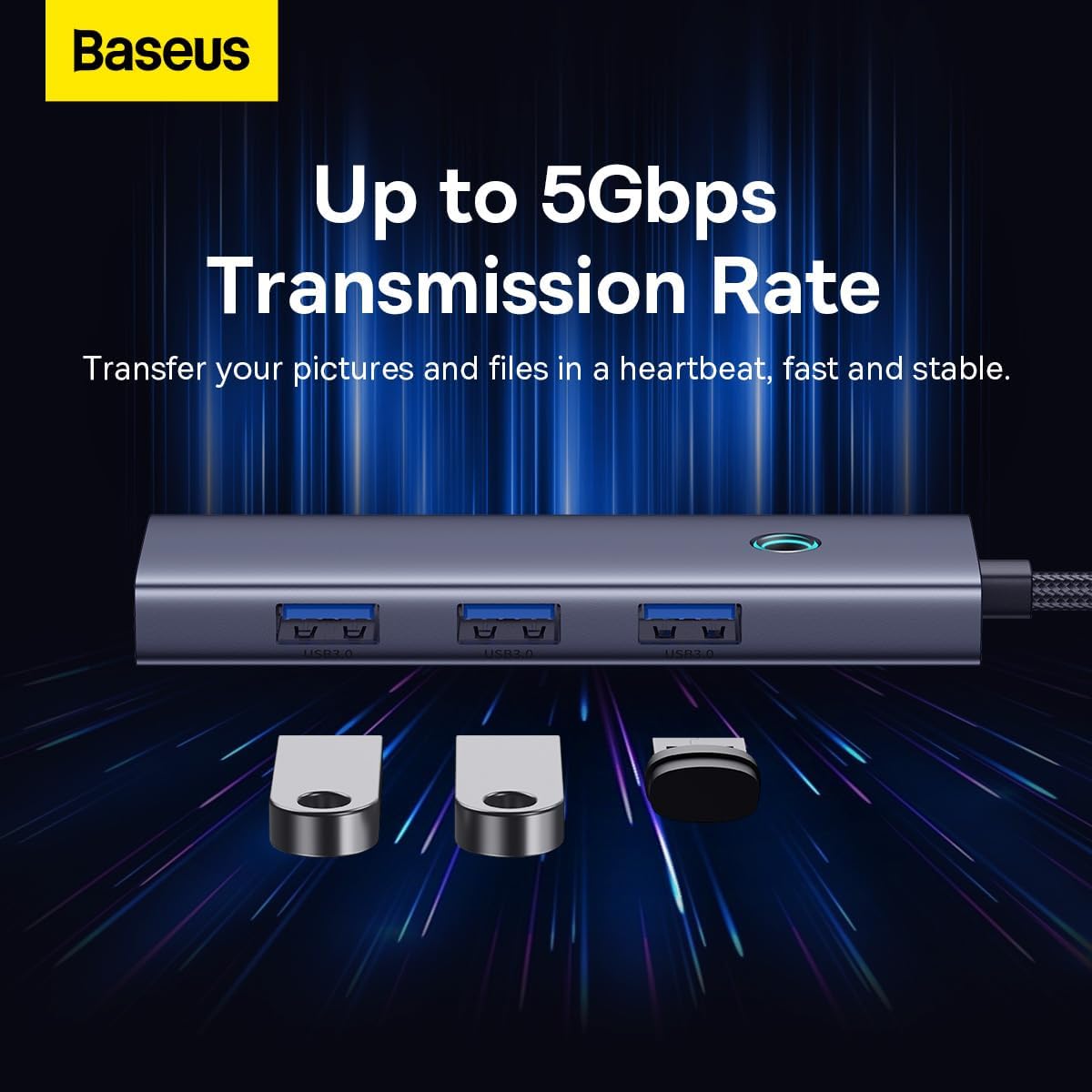 USB-C Hub Baseus UltraJoy, 4 x USB-A 3.0, Sivý B0005280A813-03