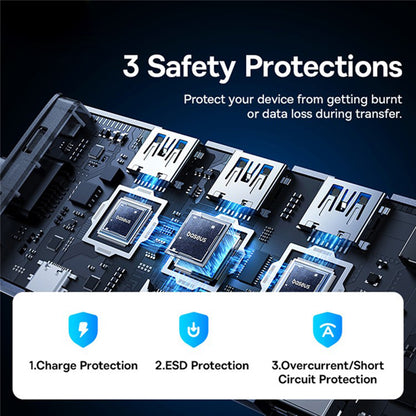 Hub USB-C Baseus UltraJoy, 4 x USB-A 3.0 - 1 x USB-C - 1 x HDMI - 1 x VGA, Sivý B00052803811-01