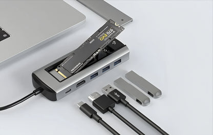 Hub USB-C BlitzWolf BW-Neo TH13, 3 x USB-A 3.0 - 1 x USB-C - 1 x Display Port - 1 x SSD rozhranie, Sivý