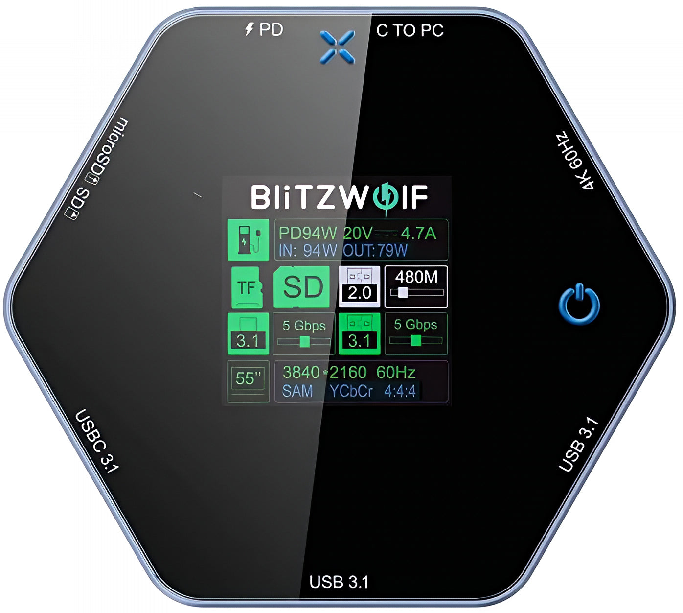 USB-C Hub BlitzWolf BW-TH16, 8v1, Sivý