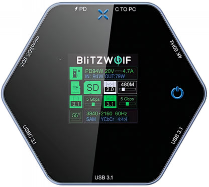 USB-C Hub BlitzWolf BW-TH16, 8v1, Sivý