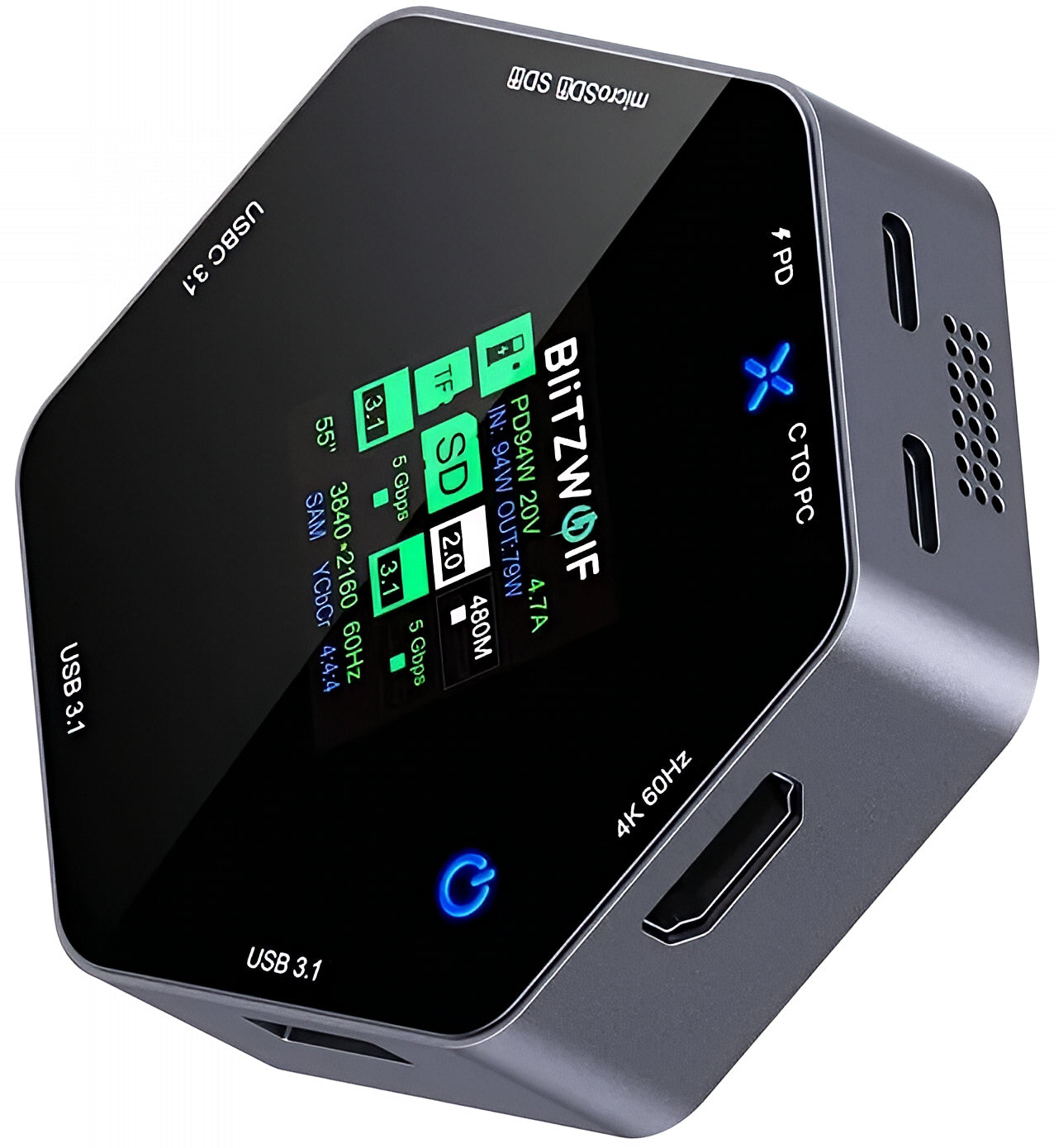 USB-C Hub BlitzWolf BW-TH16, 8v1, Sivý