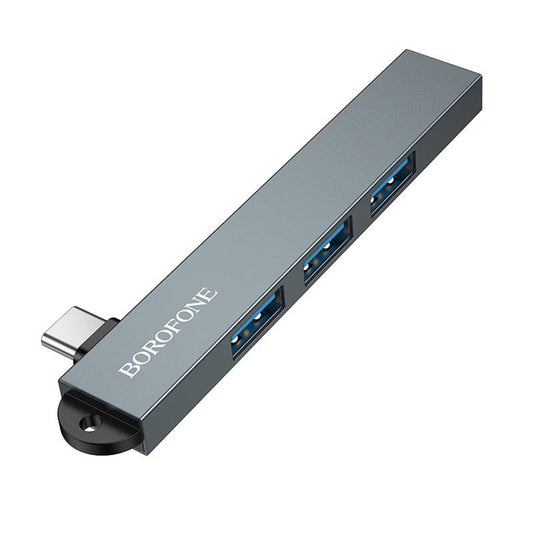 USB-C Hub Borofone FH1A, 4v1, Sivý