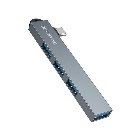 USB-C Hub Borofone FH1A, 4v1, Sivý