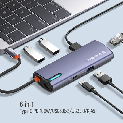 Hub USB-C ColorWay CW-HUB03, 6v1, Strieborný