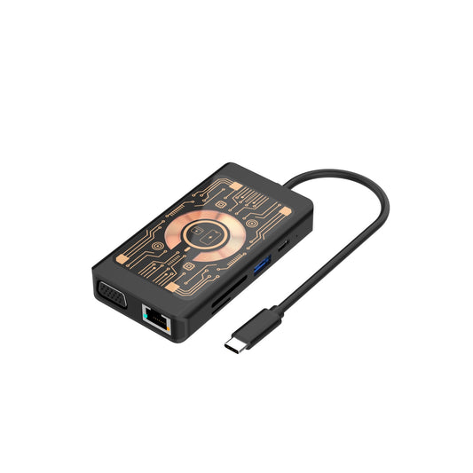 USB-C hub s bezdrôtovým nabíjaním QI Qualo QTPB5-HUB-18, 9v1, Sivý