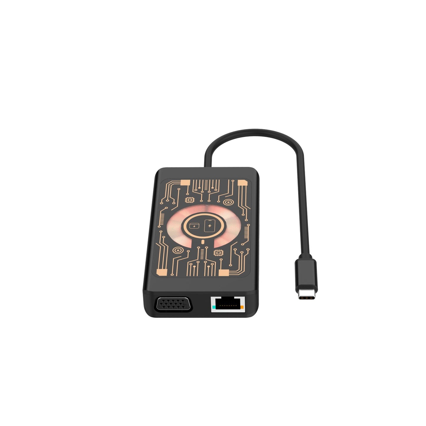 USB-C hub s bezdrôtovým nabíjaním QI Qualo QTPB5-HUB-18, 9v1, Sivý