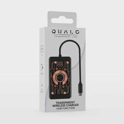 USB-C hub s bezdrôtovým nabíjaním QI Qualo QTPB5-HUB-18, 9v1, Sivý