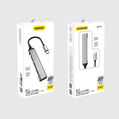 Hub USB-C Dudao A16T, 1 x USB-A 3.0 - 3 x USB-A, Čierny