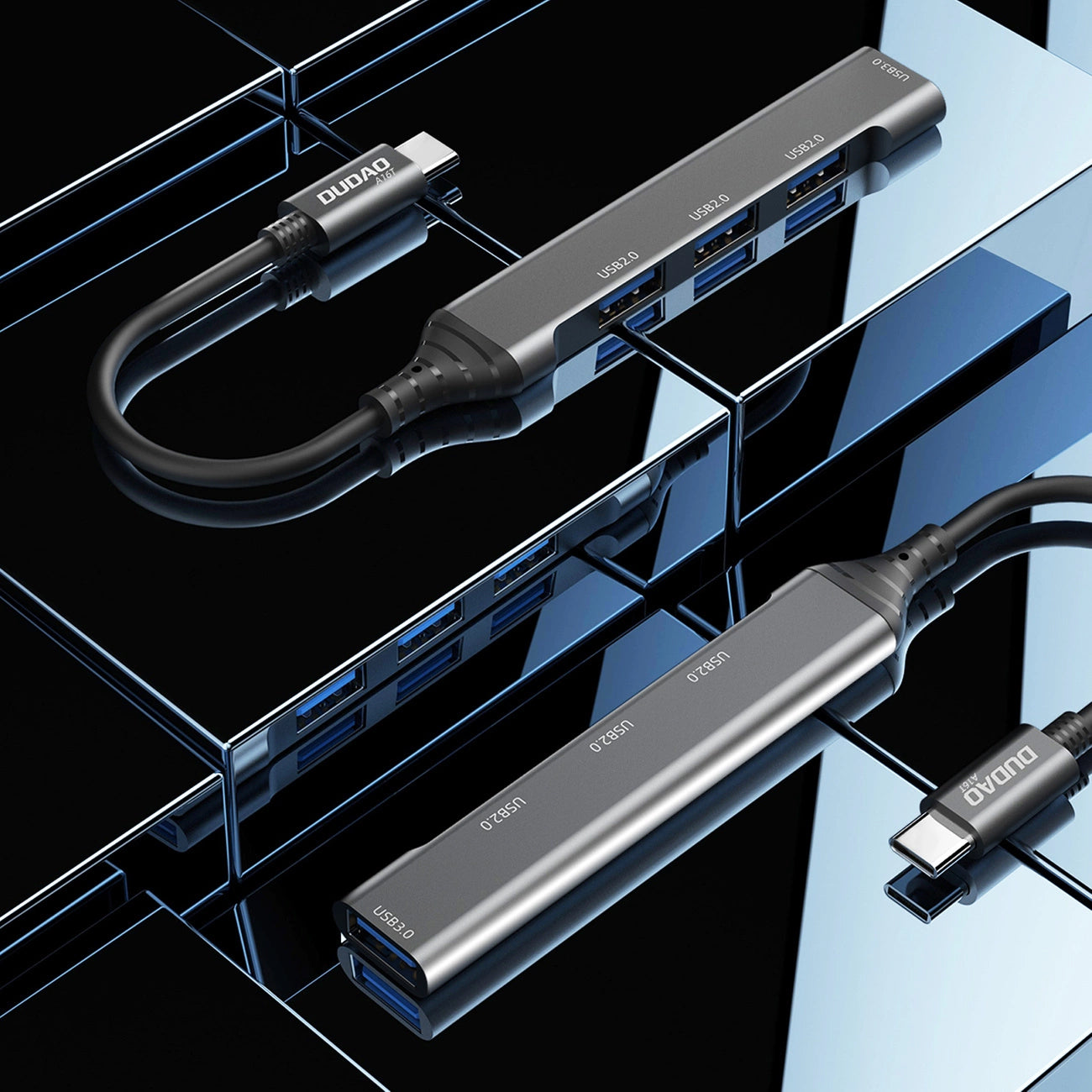 Hub USB-C Dudao A16T, 1 x USB-A 3.0 - 3 x USB-A, Čierny