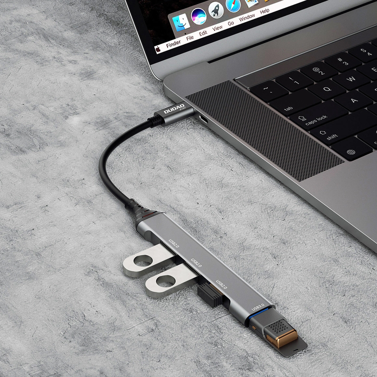 Hub USB-C Dudao A16T, 1 x USB-A 3.0 - 3 x USB-A, Čierny
