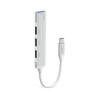 Hub USB-C HAVIT HB41, 4v1, Strieborný