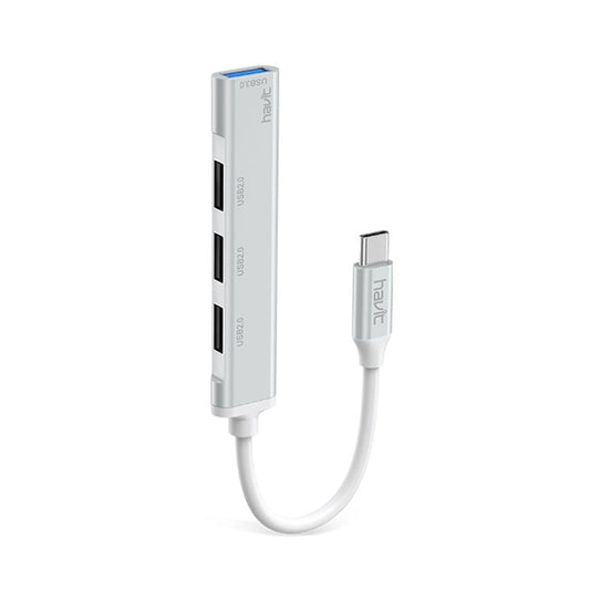 Hub USB-C HAVIT HB41, 4v1, Strieborný