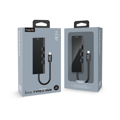 Hub USB-C HAVIT HB41, 4v1, Strieborný