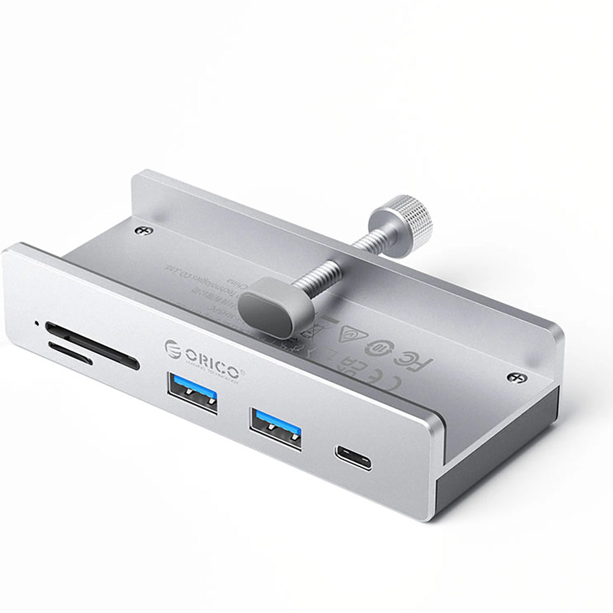 Hub USB-C Orico MH5PC Clamp, 2 x USB-A 3.2 - 1 x USB-C - 1 x SD - 1 x microSD, Strieborný