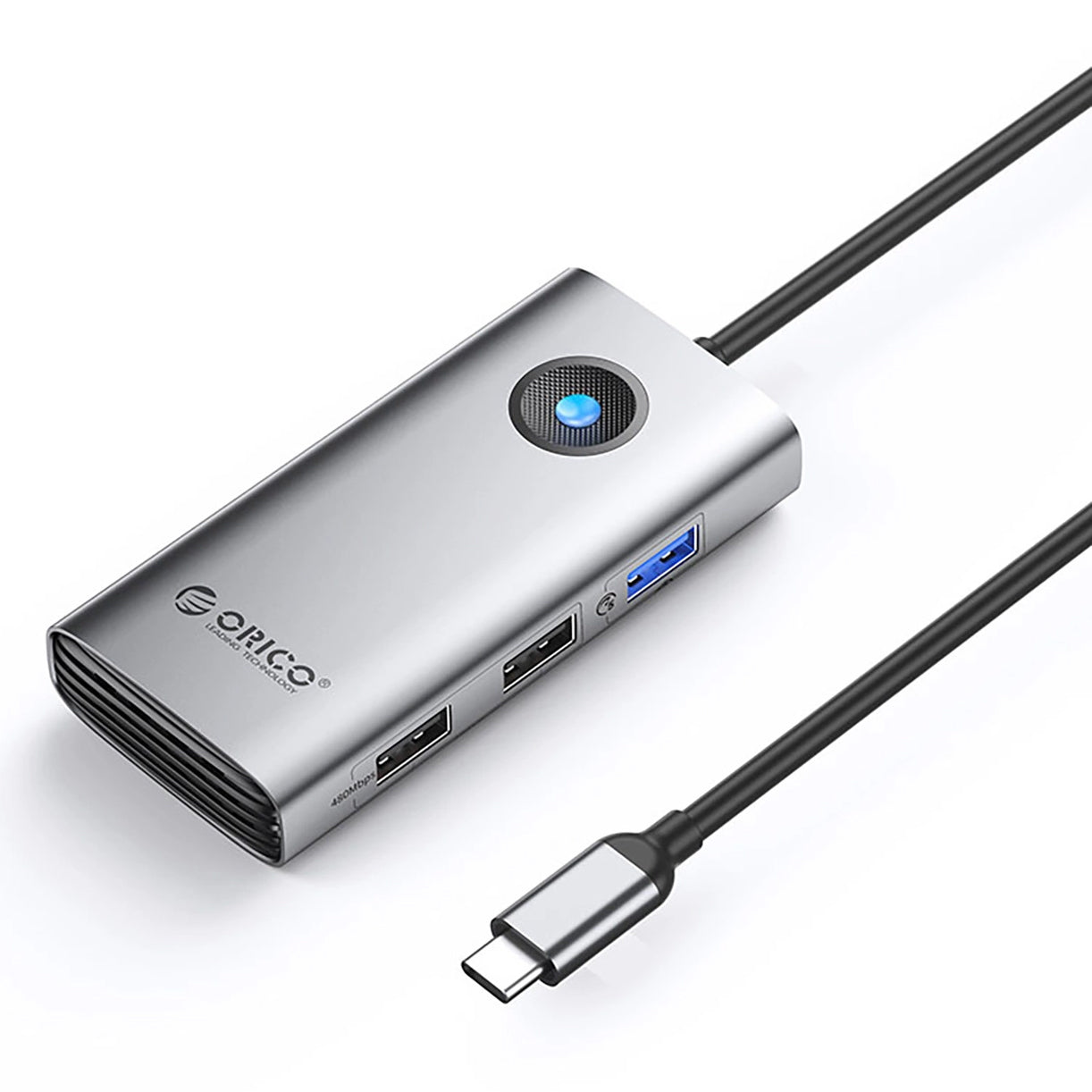 USB-C rozbočovač Orico PW11-5P, 1 x USB-A 3.0 - 2 x USB-A - 1 x USB-C - 1 x HDMI, sivý